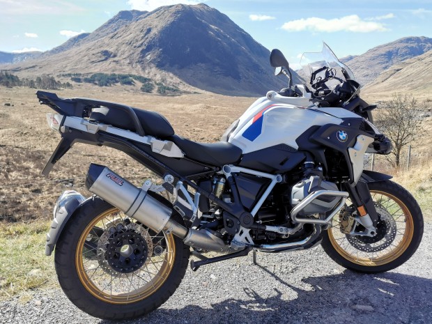 BMW R1250GS at 'Skyfall' Glen Etive